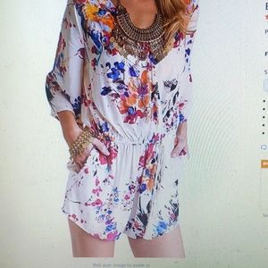 Umgee Pink Floral Romper New Boho